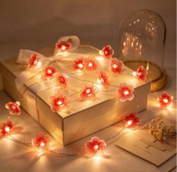 Amorly 3M Cherry Blossom Flower String Lights, 30 Leds Battery Operated Floral Fairy Lights, Indoor Outdoor Decorative Lights - thumbnail 3