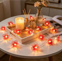 Amorly 3M Cherry Blossom Flower String Lights, 30 Leds Battery Operated Floral Fairy Lights, Indoor Outdoor Decorative Lights - thumbnail 2