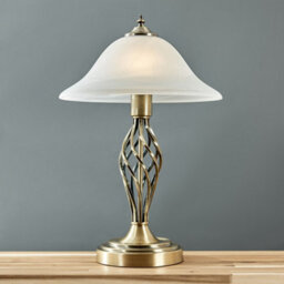Valuelights Memphis 2 X Style Antique Brass Barley Twist Table Lamps With Frosted Alabaster Shades And Led Gls Light Bulbs - thumbnail 2