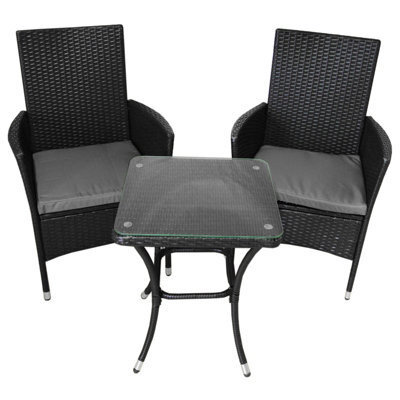 MonsterShop Rattan Bistro Set Furniture 3 Pcs Patio Weave Companion Chair Table Set  2 Seater Free Cover - image 1
