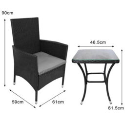 MonsterShop Rattan Bistro Set Furniture 3 Pcs Patio Weave Companion Chair Table Set  2 Seater Free Cover - thumbnail 8