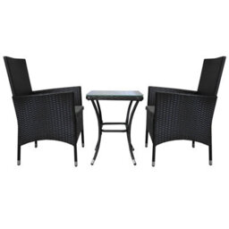 MonsterShop Rattan Bistro Set Furniture 3 Pcs Patio Weave Companion Chair Table Set  2 Seater Free Cover - thumbnail 4