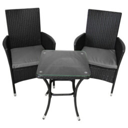 MonsterShop Rattan Bistro Set Furniture 3 Pcs Patio Weave Companion Chair Table Set  2 Seater Free Cover - thumbnail 1