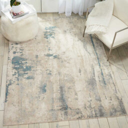 Ivory Teal Abstract Luxurious Modern Easy To Clean Rug For Dining Room Bed Room And Living Room-66 X 229Cm (Runner) - thumbnail 2