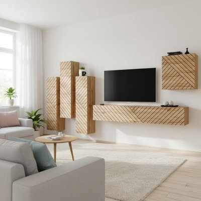 Switch Lamel Iii Modern Living Room Wall Unit With Cabinets Shelves And Tv Space Wotan - image 1