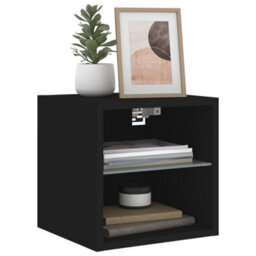Vidaxl Tv Wall Cabinet With Led Lights Black 30X28.5X30 Cm - thumbnail 6