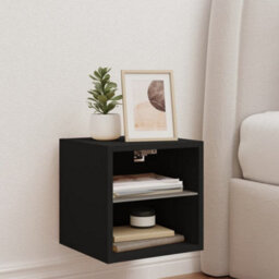 Vidaxl Tv Wall Cabinet With Led Lights Black 30X28.5X30 Cm - thumbnail 4