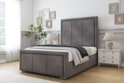 "Sloomy Lancaster Slate Naples Bed Frame With Mattress With 50"" Upholstered Headboard 4'6 Double" - thumbnail 2