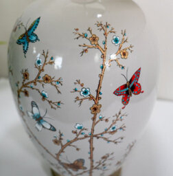 Grey Butterfly Ceramic Table Lamp With Pleated Shade - thumbnail 4