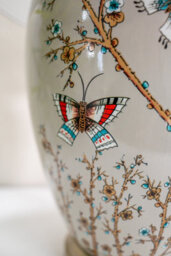 Grey Butterfly Ceramic Table Lamp With Pleated Shade - thumbnail 3