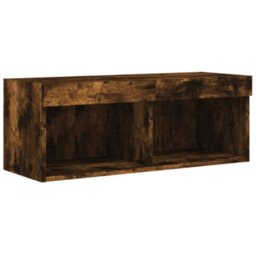 Berkfield 8 Piece Tv Wall Cabinet Set With Led Lights Smoked Oak - thumbnail 8