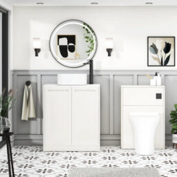 Royal Bathrooms Royal Bathroom Elmore 700mm Classic White Freestanding Countertop Bathroom Vanity Unit 2 Door With Elena Basin - thumbnail 5