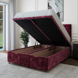 Bedmaster Aubergine Chenille Ottoman Divan Base And Square Headboard Small Double - thumbnail 3