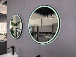 Lumora 800mm Round Matt Black Large Led Bathroom Mirror - Front-Lit Tri-Light And Anti-Fog - thumbnail 1