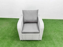 Fimous 10 Pcs Rectangular Coffee Table Set Reclining Chair Inclining Sofa Seat 2 Side Tables 2 Big Footstool Light Grey - thumbnail 5