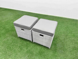 Fimous 10 Pcs Rectangular Coffee Table Set Reclining Chair Inclining Sofa Seat 2 Side Tables 2 Big Footstool Light Grey - thumbnail 8