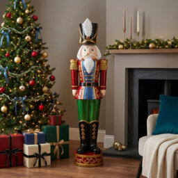 5.5Ft Large Traditional Christmas Nutcracker With Led Lights - Red, Blue And Green