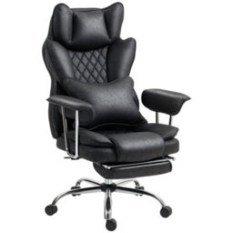 Homcom Office Chair, High Back Leathaire Desk Chair For Home, Black - thumbnail 2