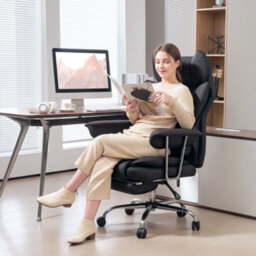 Homcom Office Chair, High Back Leathaire Desk Chair For Home, Black - thumbnail 1