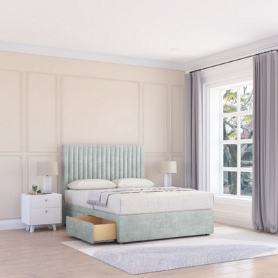 "Sloomy 4Ft6 Manhattan Naples Silver Memory Foam Bed Set With 4 Drawers, Mattress & 26"" Headboard - Double" - image 1