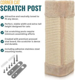 Xample Pet Kitten Sisal Wall Scratcher - Hanging Cat Scratching Post Board For Cats, Durable Corner Design To Protect Furniture And Walls - thumbnail 5