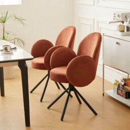 Nordlys Set Of 2 Scandinavian Swivel Dining Chairs Metal In Terracotta Corduroy Modern Design Style Dining Room - thumbnail 4