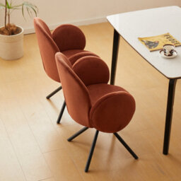 Nordlys Set Of 2 Scandinavian Swivel Dining Chairs Metal In Terracotta Corduroy Modern Design Style Dining Room - thumbnail 7