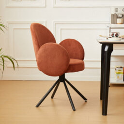 Nordlys Set Of 2 Scandinavian Swivel Dining Chairs Metal In Terracotta Corduroy Modern Design Style Dining Room - thumbnail 3