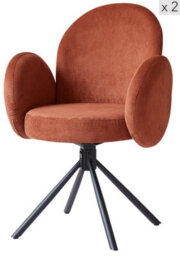 Nordlys Set Of 2 Scandinavian Swivel Dining Chairs Metal In Terracotta Corduroy Modern Design Style Dining Room - thumbnail 2