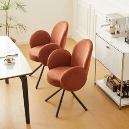 Nordlys Set Of 2 Scandinavian Swivel Dining Chairs Metal In Terracotta Corduroy Modern Design Style Dining Room - thumbnail 8