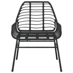 Berkfield 5 Piece Garden Dining Set Black Poly Rattan Glass - thumbnail 5