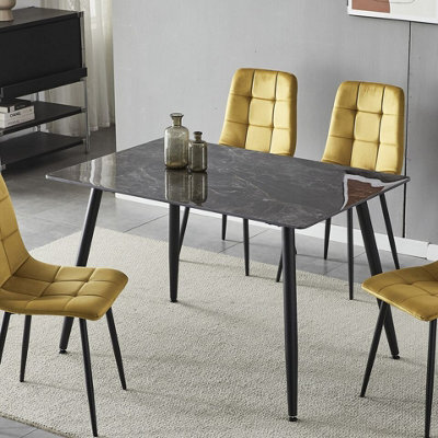 Urbn-Living Urbnliving 120Cm Width Crimea Shinny Modern 4 Seater Ceramic Square Shape Top Kitchen & Dining Room Table - image 1