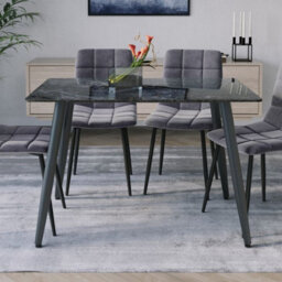 Urbn-Living Urbnliving 120Cm Width Crimea Shinny Modern 4 Seater Ceramic Square Shape Top Kitchen & Dining Room Table - thumbnail 4