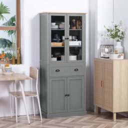 Wyld Haus Todi Hael 180 Cm Tall Farmhouse-Style Kitchen Pantry Cabinet, Grey And Oak Finish, Adjustable Shelves And Drawer Storage - thumbnail 2
