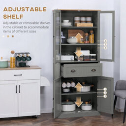 Wyld Haus Todi Hael 180 Cm Tall Farmhouse-Style Kitchen Pantry Cabinet, Grey And Oak Finish, Adjustable Shelves And Drawer Storage - thumbnail 6