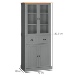 Wyld Haus Todi Hael 180 Cm Tall Farmhouse-Style Kitchen Pantry Cabinet, Grey And Oak Finish, Adjustable Shelves And Drawer Storage - thumbnail 3