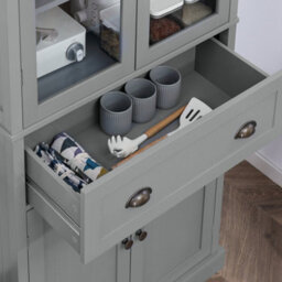Wyld Haus Todi Hael 180 Cm Tall Farmhouse-Style Kitchen Pantry Cabinet, Grey And Oak Finish, Adjustable Shelves And Drawer Storage - thumbnail 8
