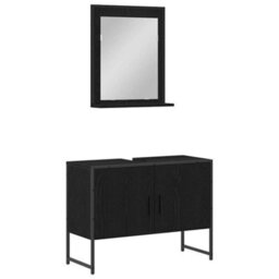 Walplus Bathroom Furniture Set With Storage 2 Pcs Black 80 X 33 X 60 Cm - thumbnail 2