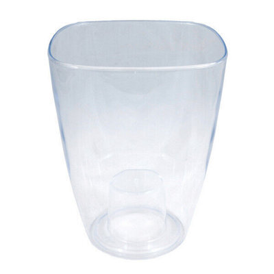 B2C Plant Orchid Pot Plastic  Gloss Oval Planter Transparent Clear 12 Cm Square - image 1