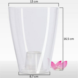 B2C Plant Orchid Pot Plastic  Gloss Oval Planter Transparent Clear 12 Cm Square - thumbnail 4