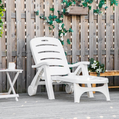 Outsunny Patio Folding Lounge Chair Recliner With Wheels & 5-Position Backrest - image 1