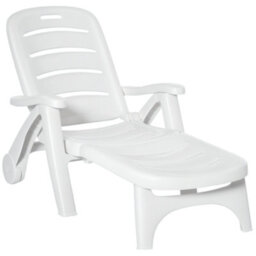 Outsunny Patio Folding Lounge Chair Recliner With Wheels & 5-Position Backrest - thumbnail 2