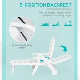 Outsunny Patio Folding Lounge Chair Recliner With Wheels & 5-Position Backrest - thumbnail 6