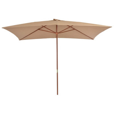 Berkfield Elegant Outdoor Parasol With Wooden Pole 200X300 Cm Taupe - image 1