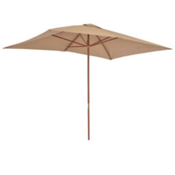 Berkfield Elegant Outdoor Parasol With Wooden Pole 200X300 Cm Taupe - thumbnail 4