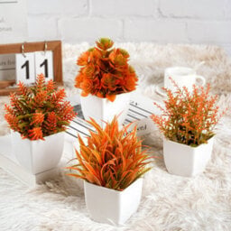 CLEFFNS 4 Pcs Fall Fake Plants Artificial Plants Fall Decorations For Home, Faux Plants Indoor, Fall Decor, Fake Potted Plants - thumbnail 1