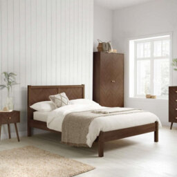 King Bed Frame Walnut Birlea Herringford 5Ft 150Cm Chevron Parquet