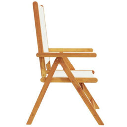 Berkfield Reclining Garden Chairs 6 Pcs Cream White Fabric And Solid Wood - thumbnail 5