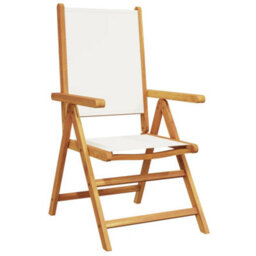 Berkfield Reclining Garden Chairs 6 Pcs Cream White Fabric And Solid Wood - thumbnail 3