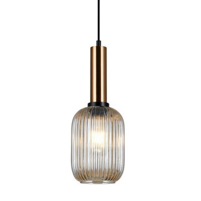 Luminosa Lighting Luminosa Modern Hanging Pendant Brass 1 Light  With Amber Shade, E27 - image 1